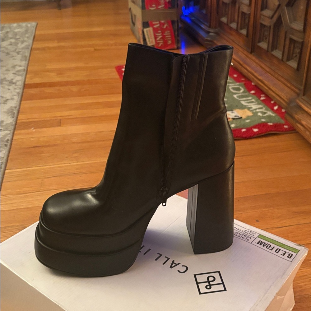Black Platform Ankle Boots NWT
